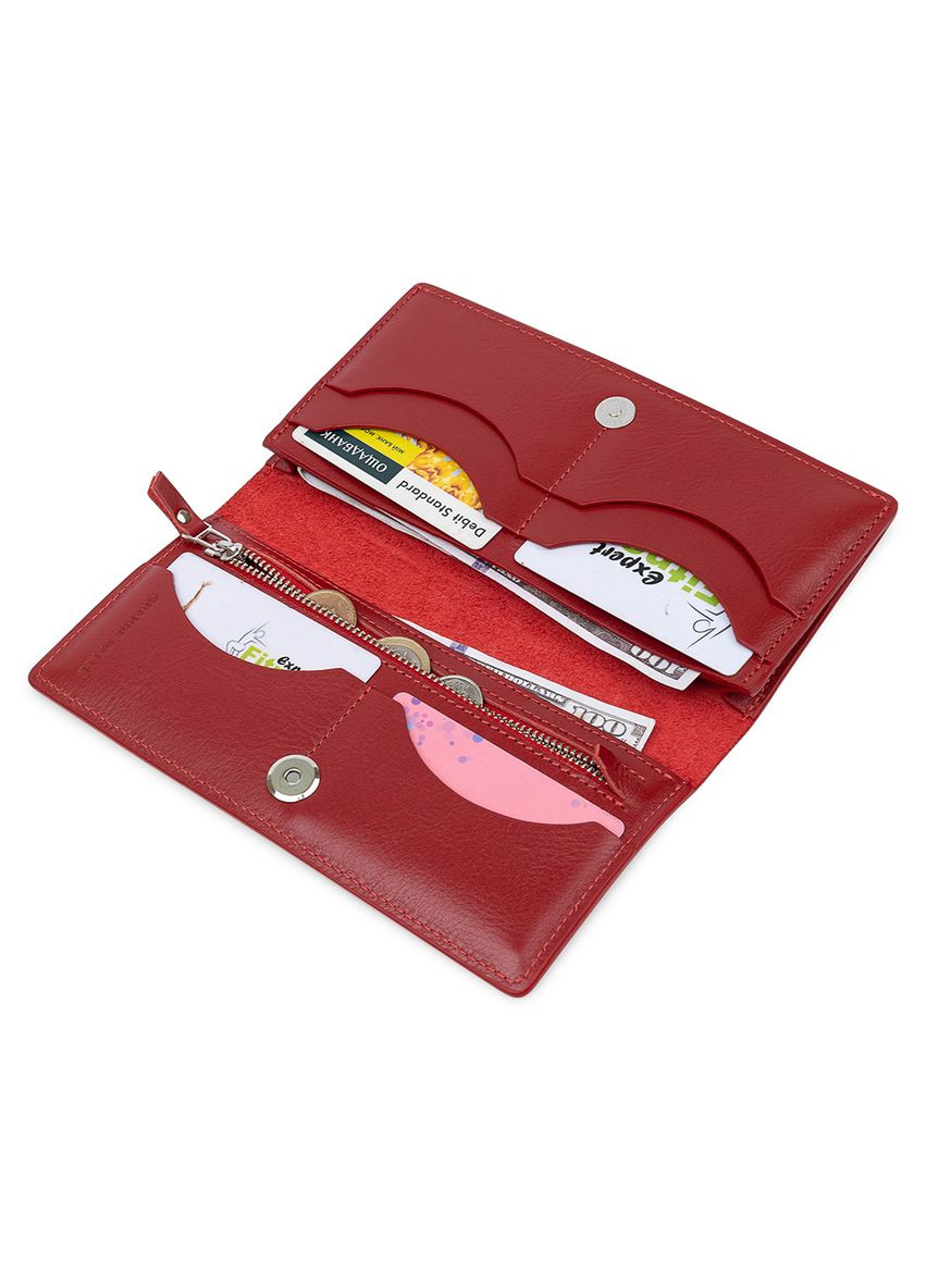 Женское портмоне с монетницей на кнопке из кожи вертикальное красное (sku_11555) No Brand (328218720)