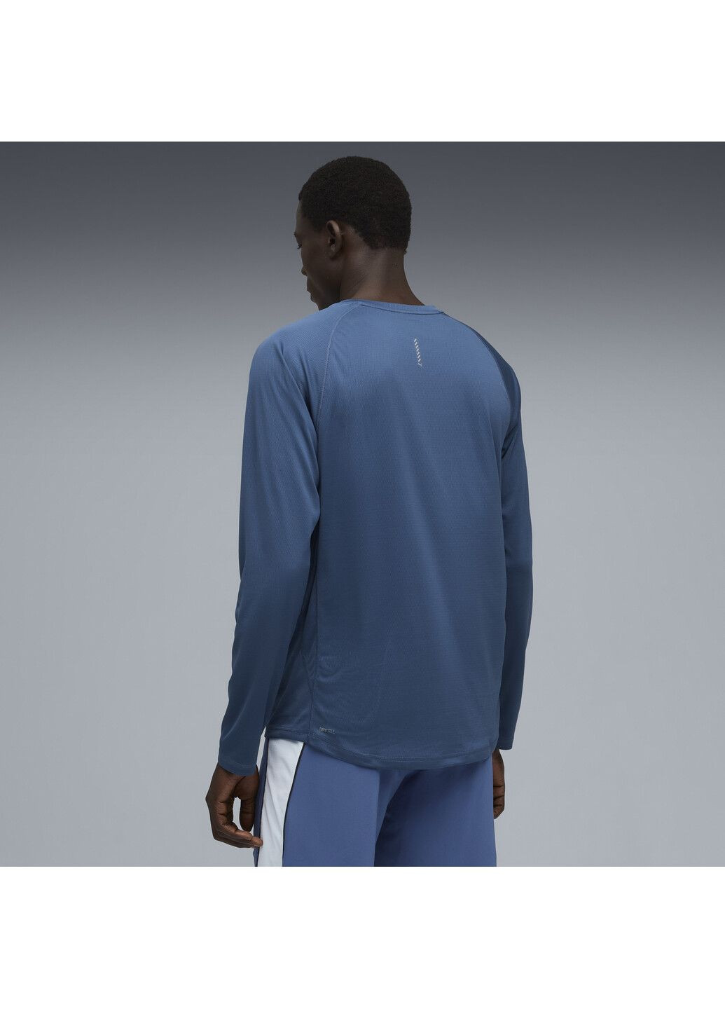 Лонгслів VELOCITY Long Sleeve Running Top Men Puma однотонний синій спортивні поліестер