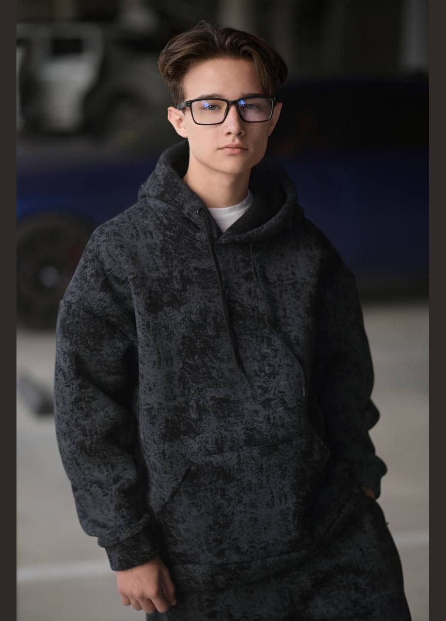 Черный зимний костюм теплый оверсайз popluzhnaya