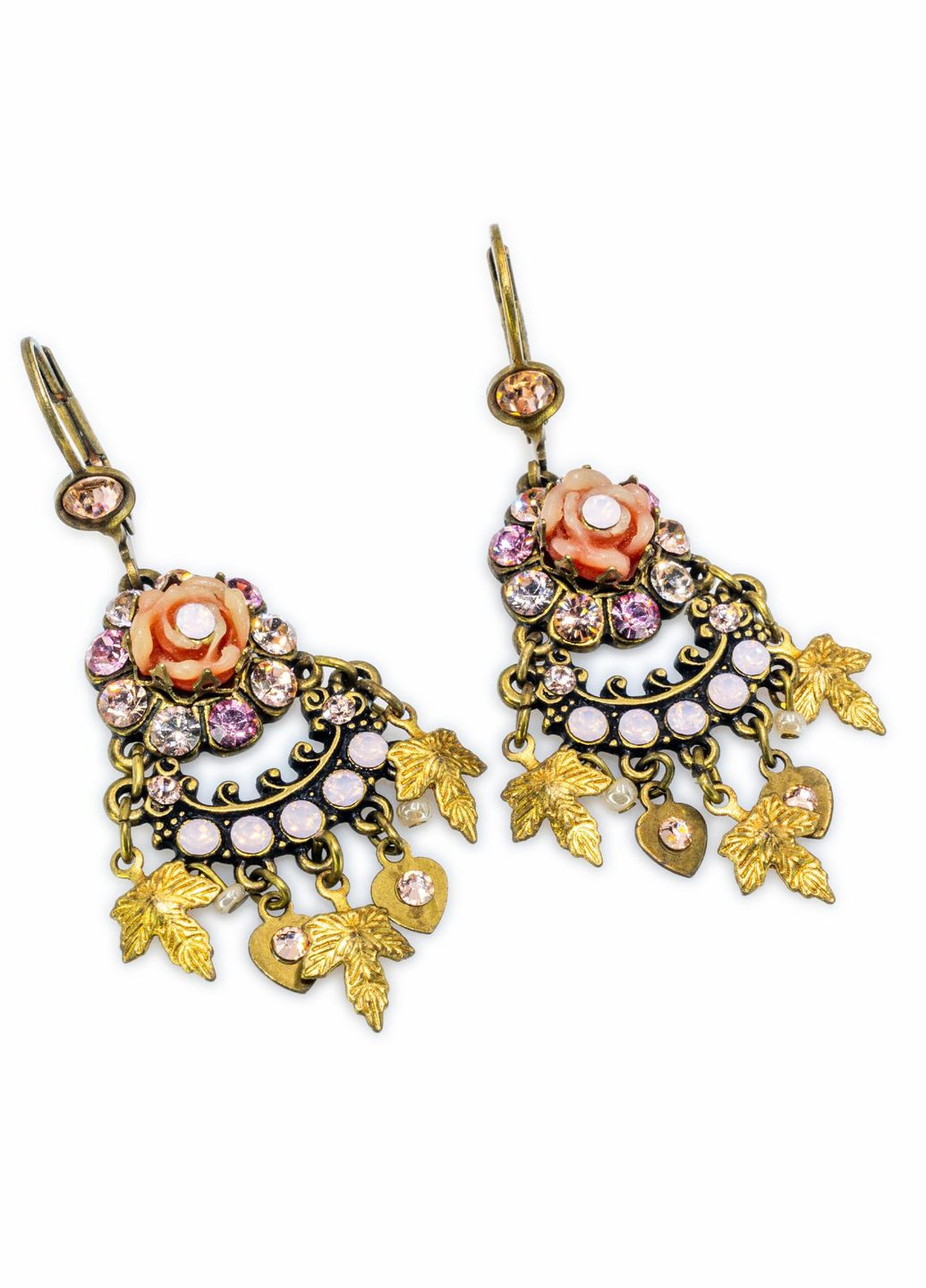 Викторианские серьги-подвески с розовыми кристаллами Swarovski от Michal Negrin (346263034)