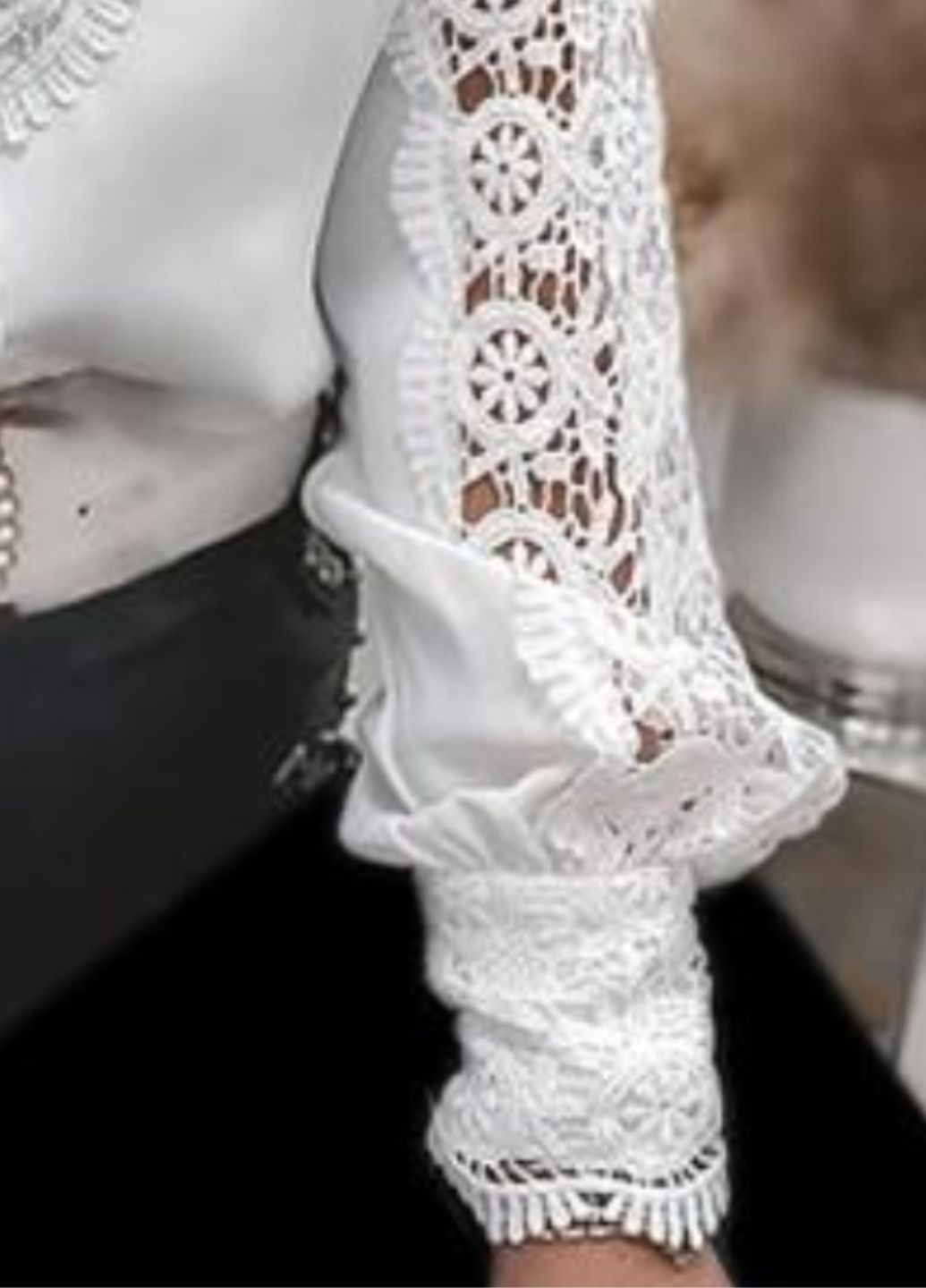 Белая блузка женская с кружевом однотонная G&N