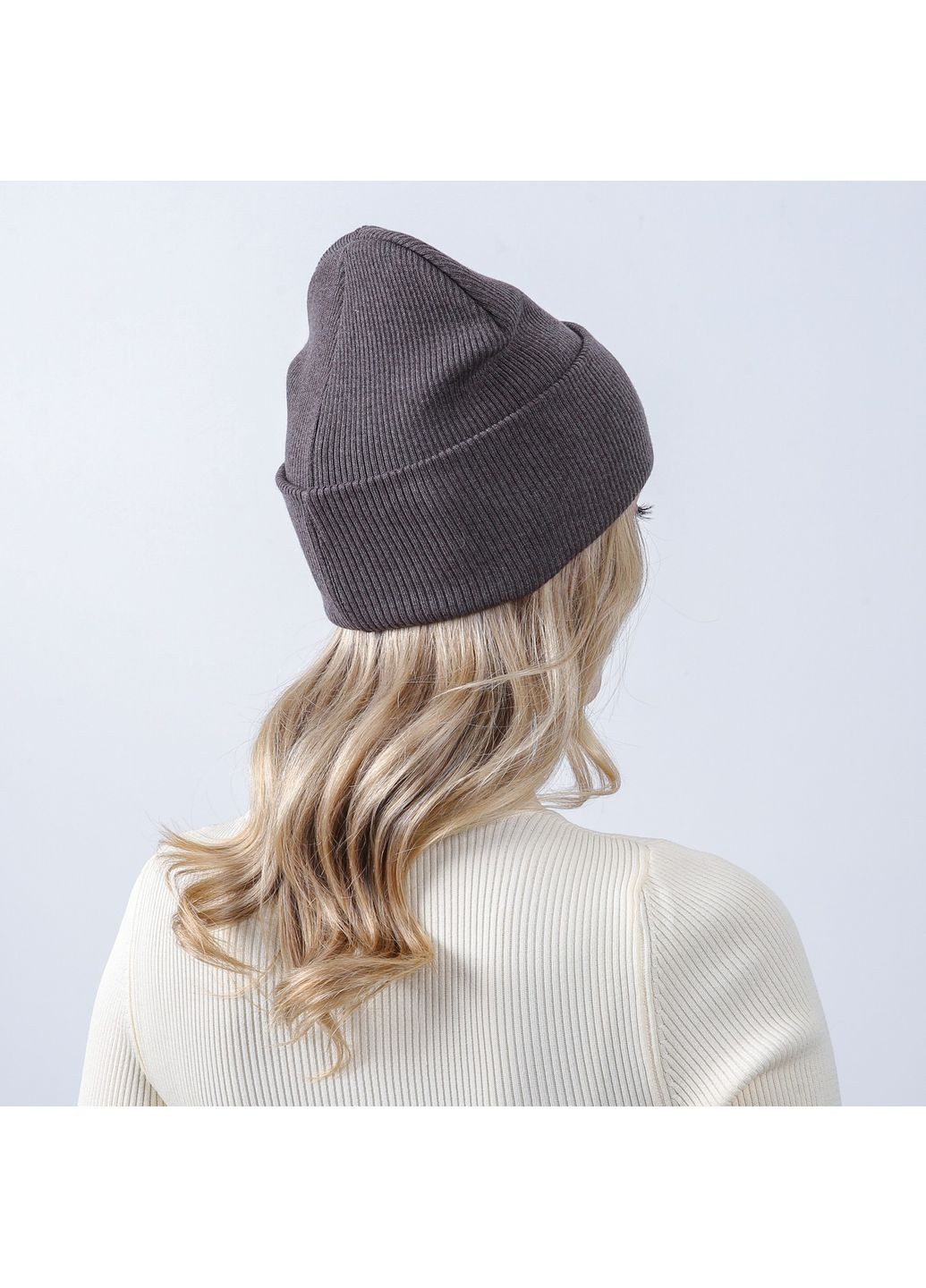 Шапка біні жіноча бавовна коричнева FREYA LuckyLOOK 660-435 (362576567)