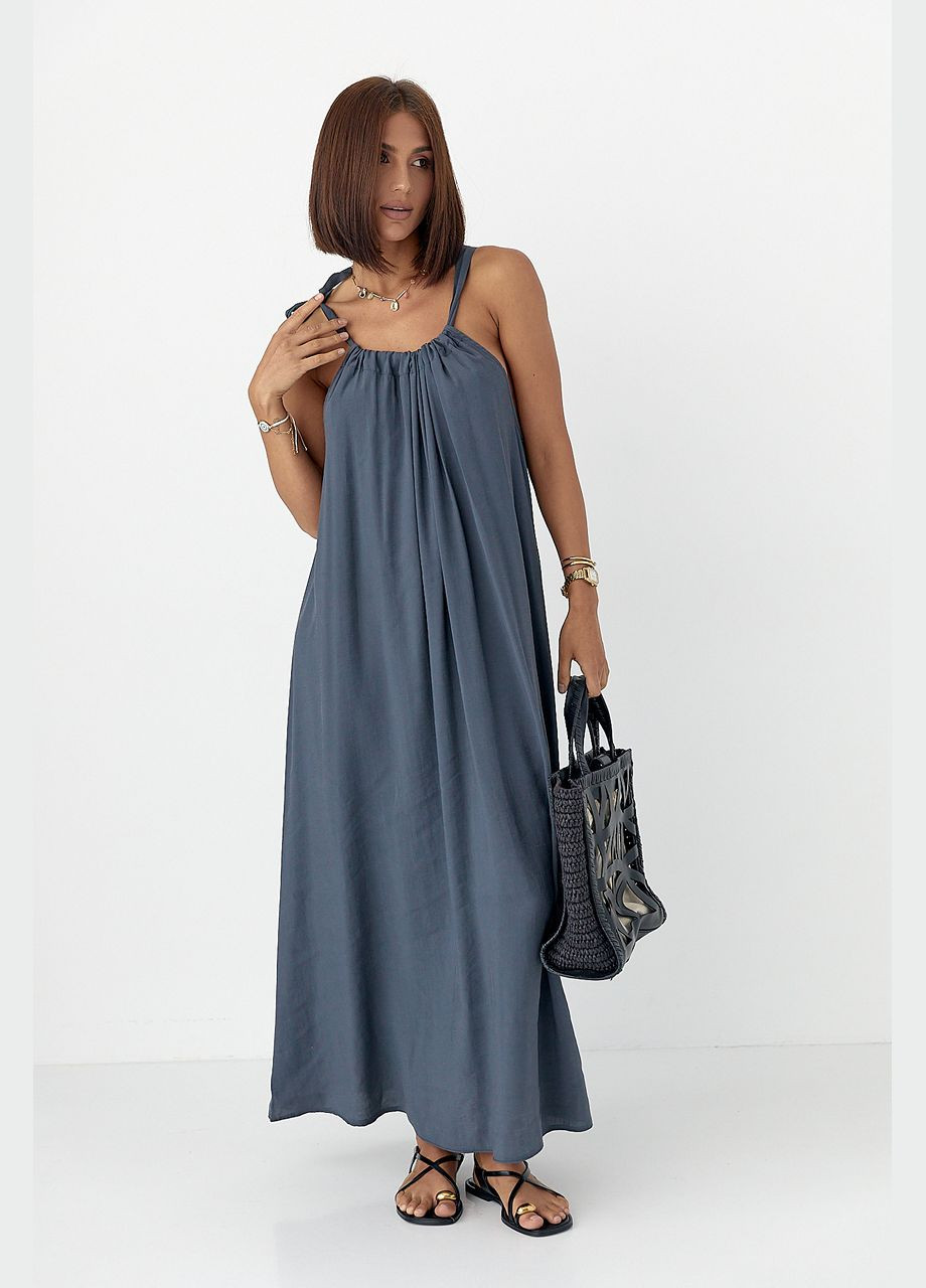 Летний женский летний сарафан свободного кроя - темно-красный цвет Lurex