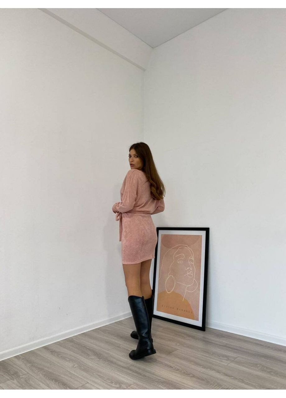 Пудрова повсякденний жіноча сукня з v-подібним вирізом запах (mil278) milirud