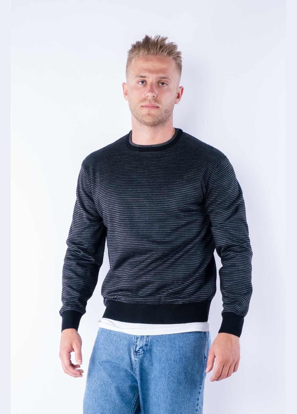 Прозорий демісезонний джемпер (чорно-сірий) Time of Style