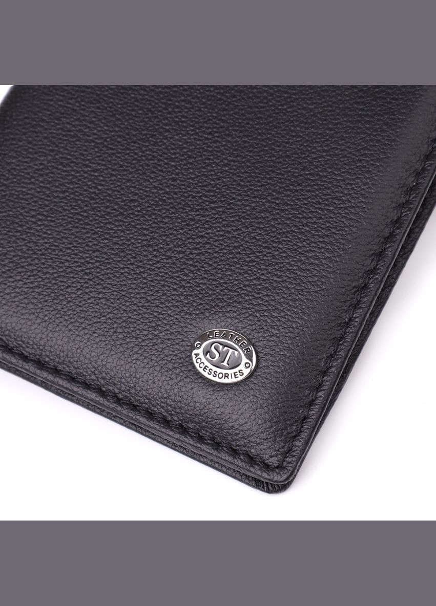 Стильная обложка на паспорт универсального формата из натуральной кожи 23078 Черный st leather (331907612)