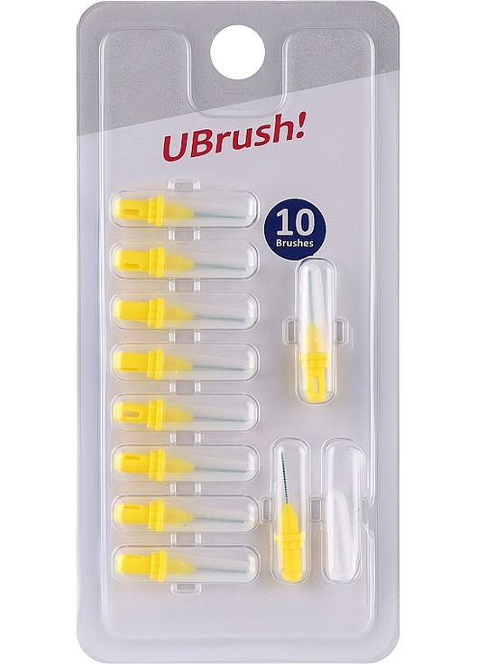 Набор кистей для межзубных промежутков Ubrush! 0,6мм, 10шт, желтый*10шт (1381263-18537889) Herbadent (369110343)