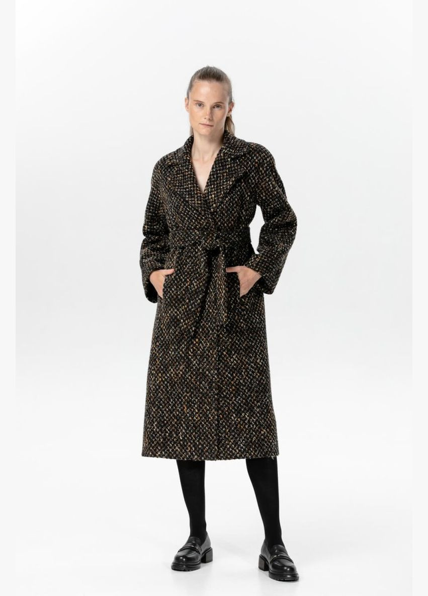 Коричневе демісезонне Пальто букле з коричневою ниткою прямого крою a LOT