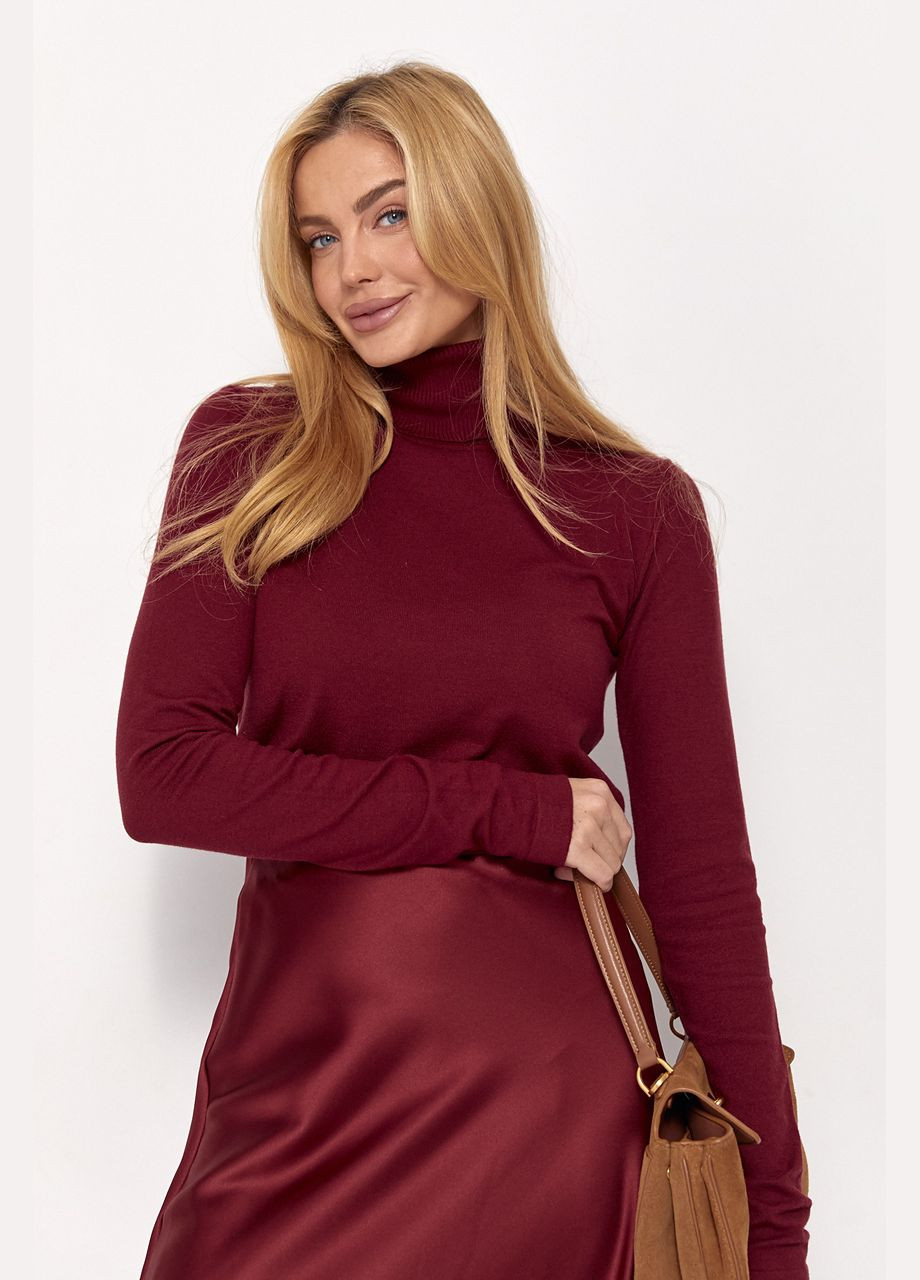 Бордовий демісезонний жіночий базовий гольф - кавовий колір, one size (sku_60250) No Brand