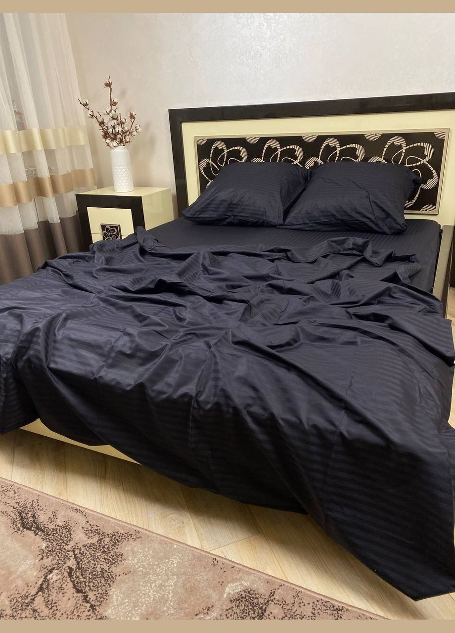 Постельное белье хлопковое в полоску Двуспальное 180 x 220 Страйп сатин 50 x 70 Бордовое No Brand (332945907)