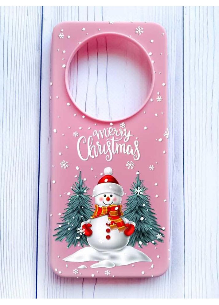 Матовий рожевий чохол на Xiaomi Redmi 14C/Poco C75 Сніговик (принт 152) Creative (362967788)