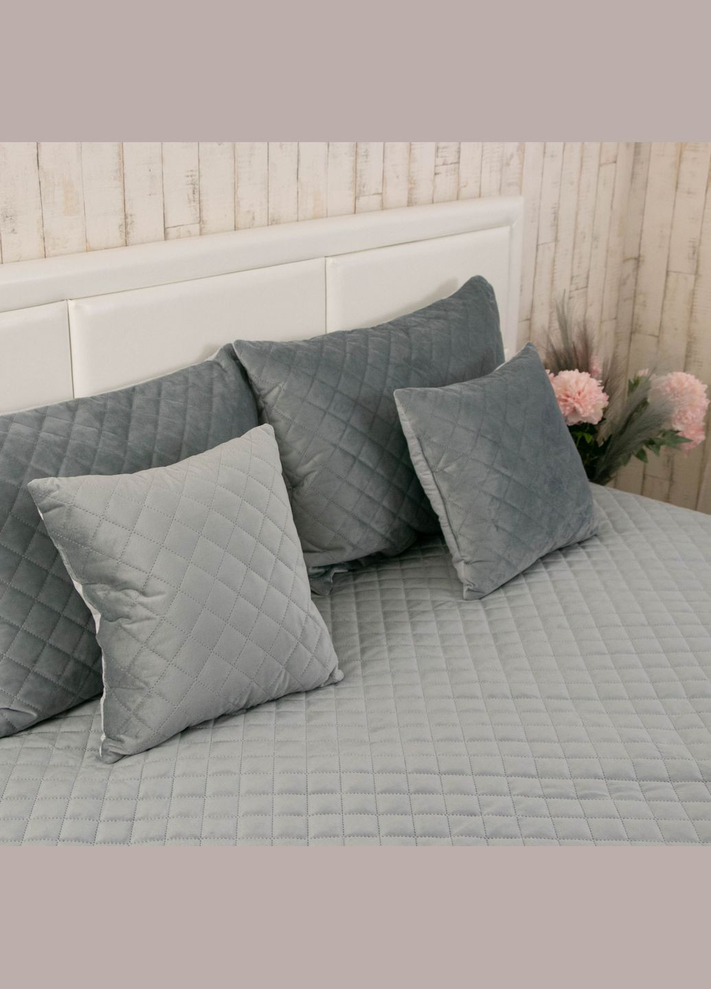 Покривало 220х240 VeLour "Dark Grey ромб" Руно 330.55_Dark Grey ромб (284278735)