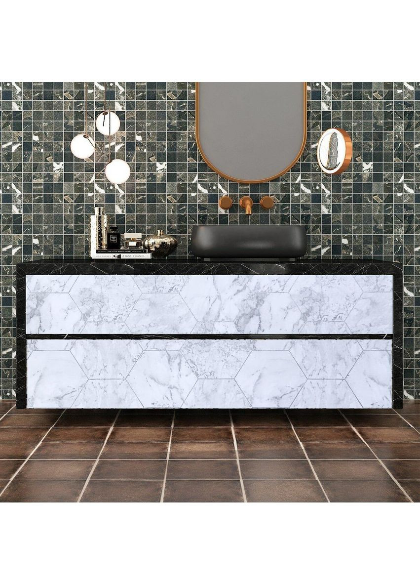 Самоклеюча плівка 0,45х10м х 0,07мм мармур срібні соти SW-00001213 love-shopping Sticker Wall (354658521)