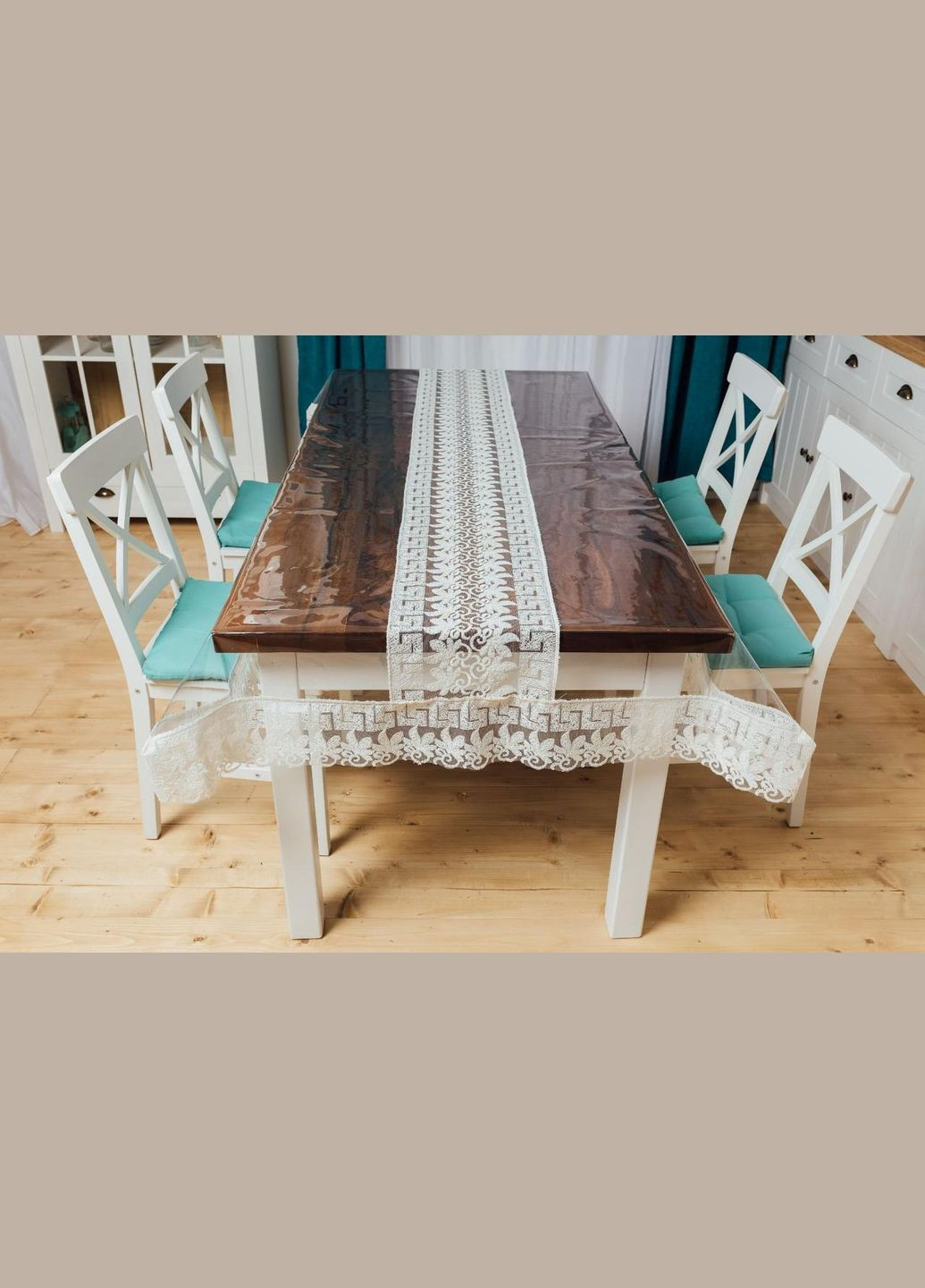 Силіконова скатертина Молочний Версаче Мереживо 190x120см Royal House (315144684)