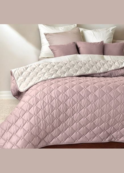 Двустороннее покрывало Cube 140х210 см микрофибра с антиаллергенным волокном, пудра/св.серый (8-32403*005) IDEIA (311226033)