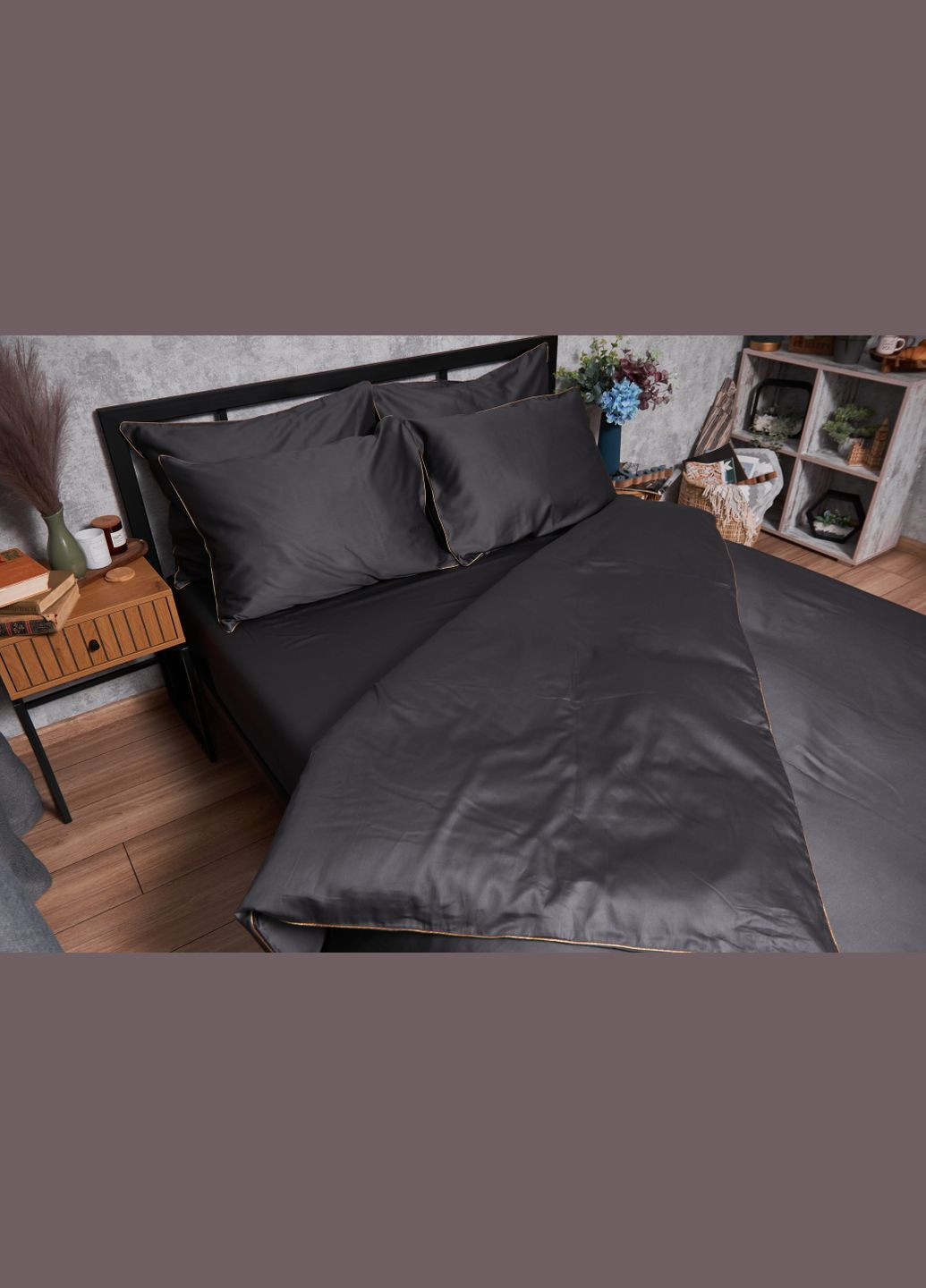 Комплект постельного белья Satin Premium двуспальный 175х210 наволочки 4х50х70 (MS-820003893) Moon&Star gold corner (288043409)