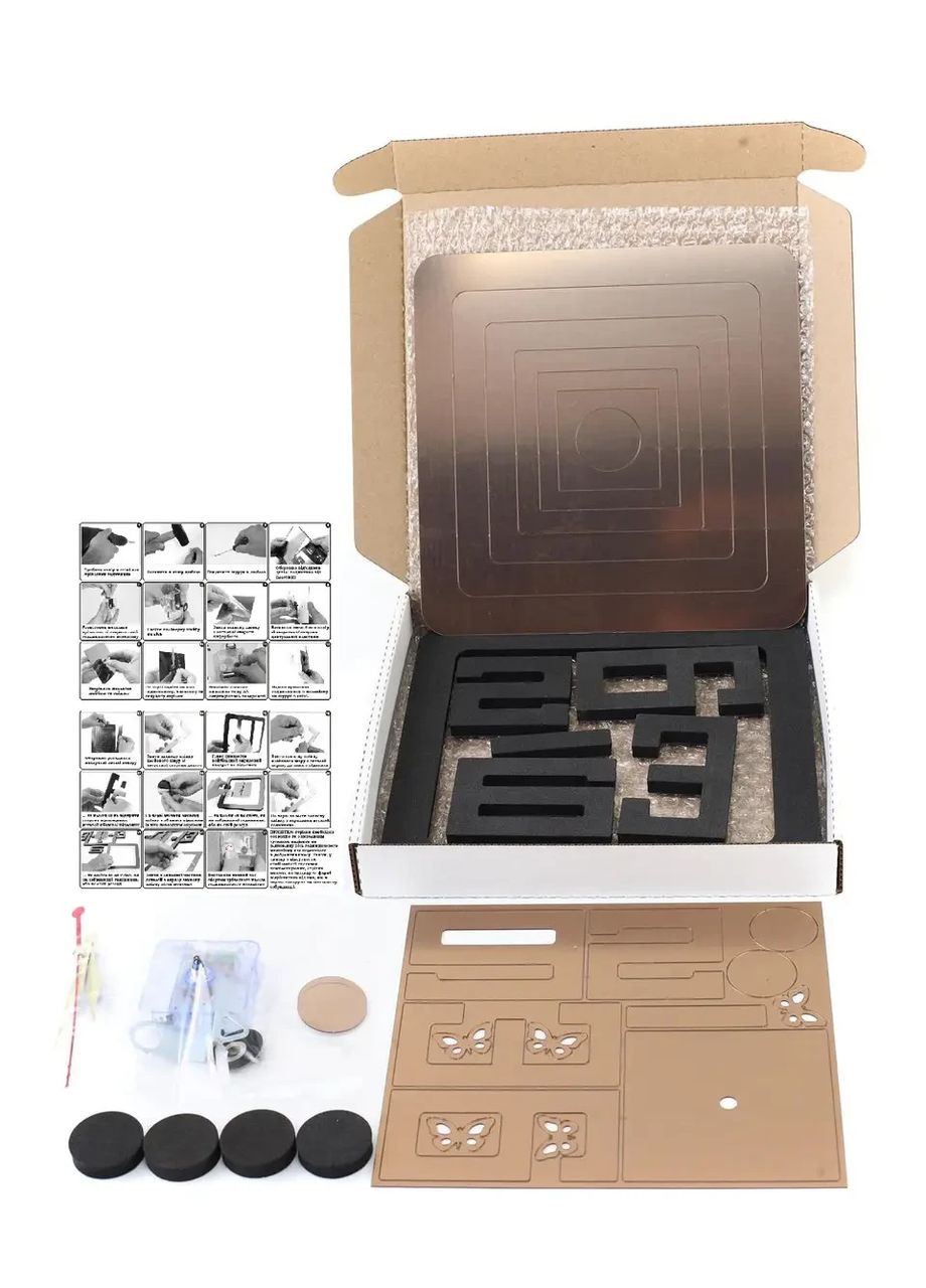 Годинник дзеркальний настінний 3D наклейка для декору будинку 70 см Каре бронза Ваша Світлість (366334689)