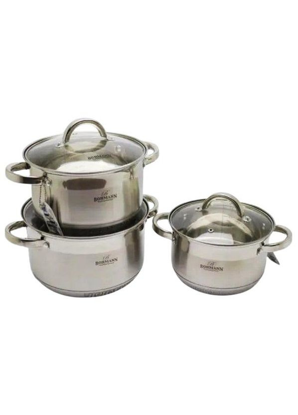 Универсальный набор кастрюль с крышками BH-0715 из нержавеющей стали с антипригарным покрытием Bohmann (297330876)