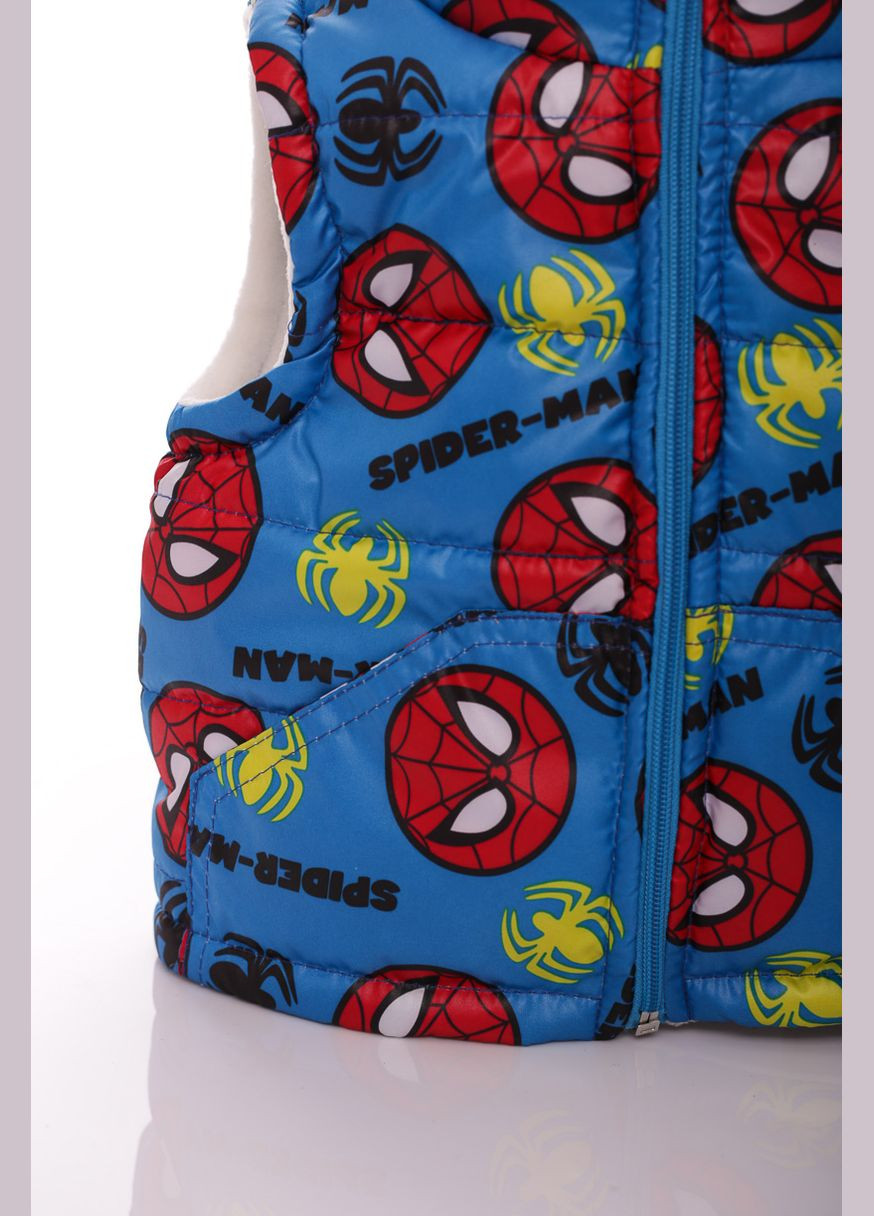 Жилетка на флісі для хлопчика з кишенями із принтом спайдермена блакитна 110 см (45026) BABYKROHA (297199324)
