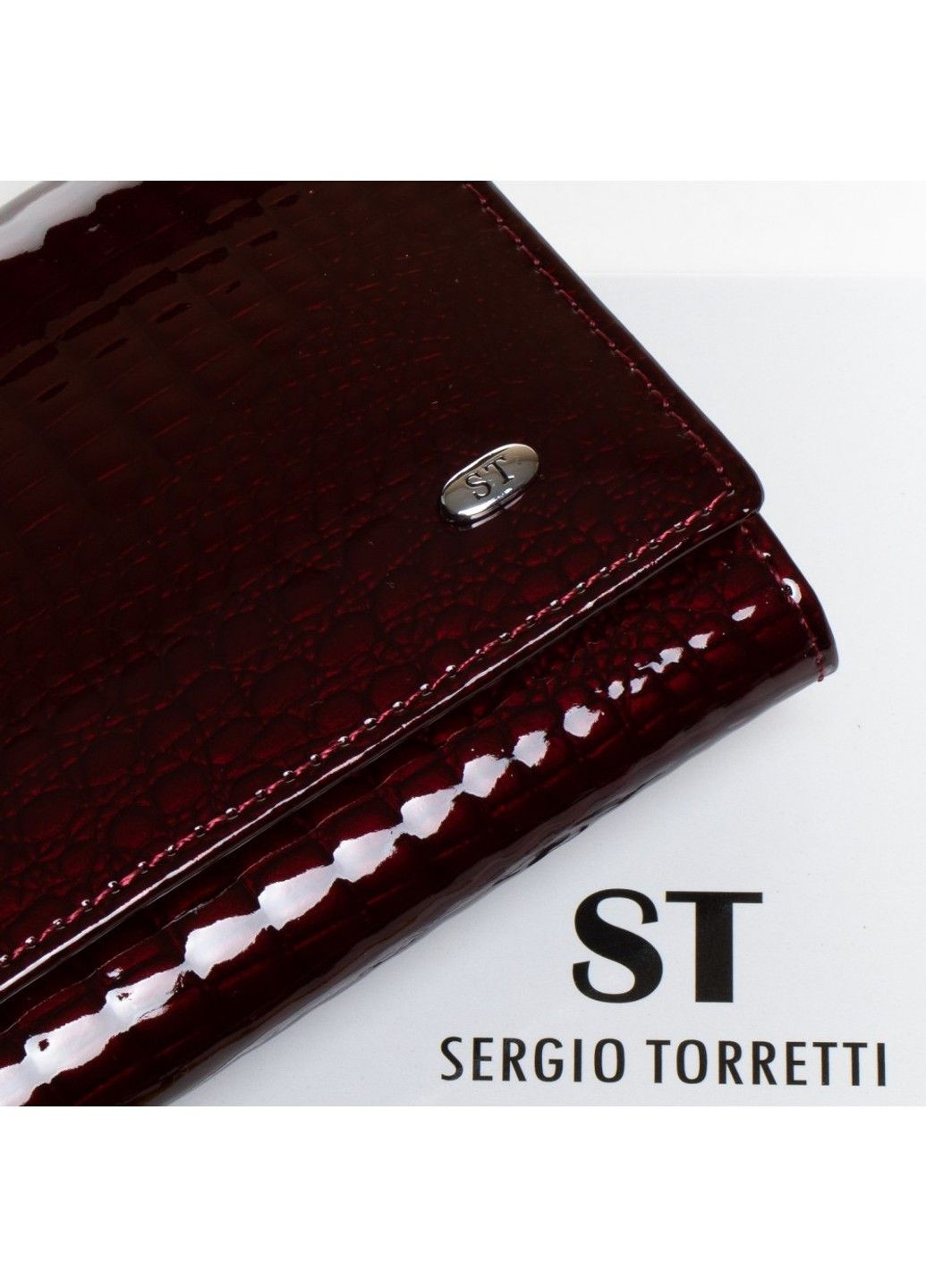 Женский кожаный лаковый кошелек W501-2 wine-red Sergio Torretti (278274841)