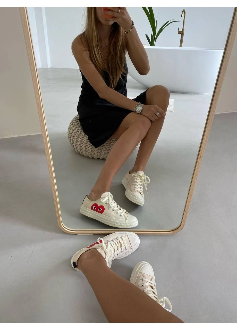 Бежеві кеди чоловічі converse x comme des garcons low beige конверс ком де гарсон бежеві демісезон No Brand