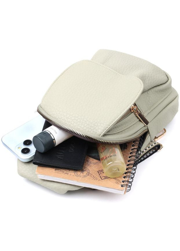 Сумка слінг через плече жіноча з екошкіри для телефону та для документів середня Фісташковий 38982 Vintage (351403622)