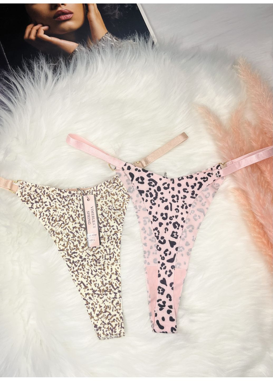 Трусики стринги набор 2 шт. бесшовные в рубчик. Vimerlea's spring (354820874)