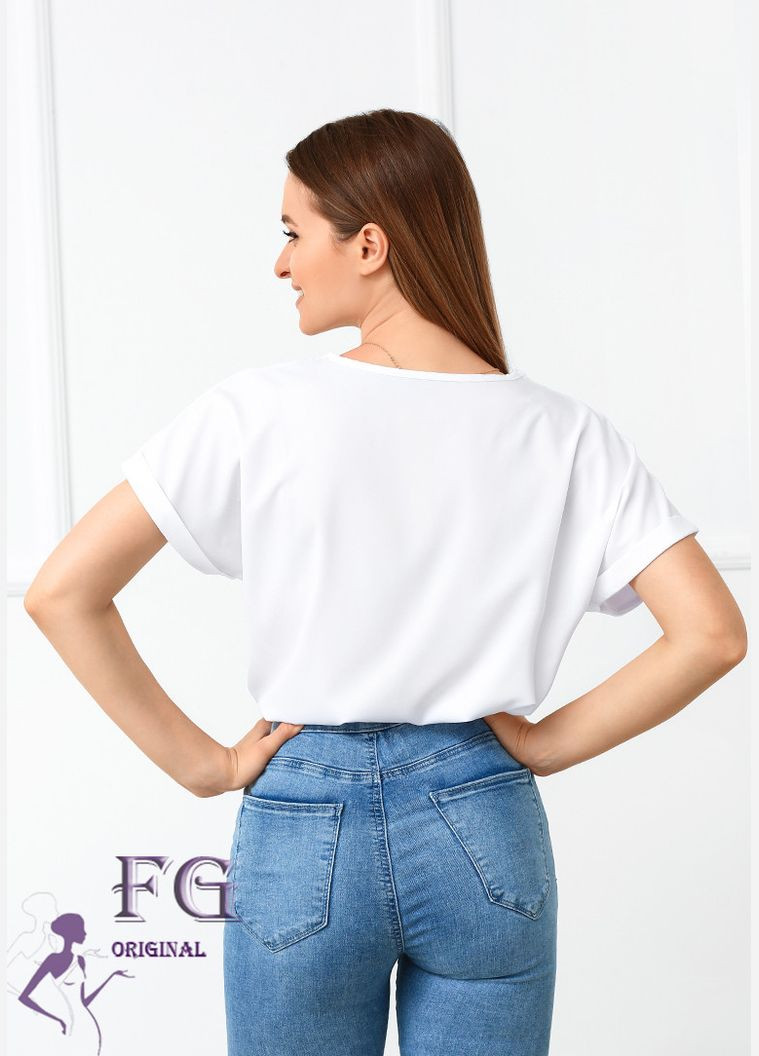 Біла літня блуза футболка вільного крою Fashion Girl