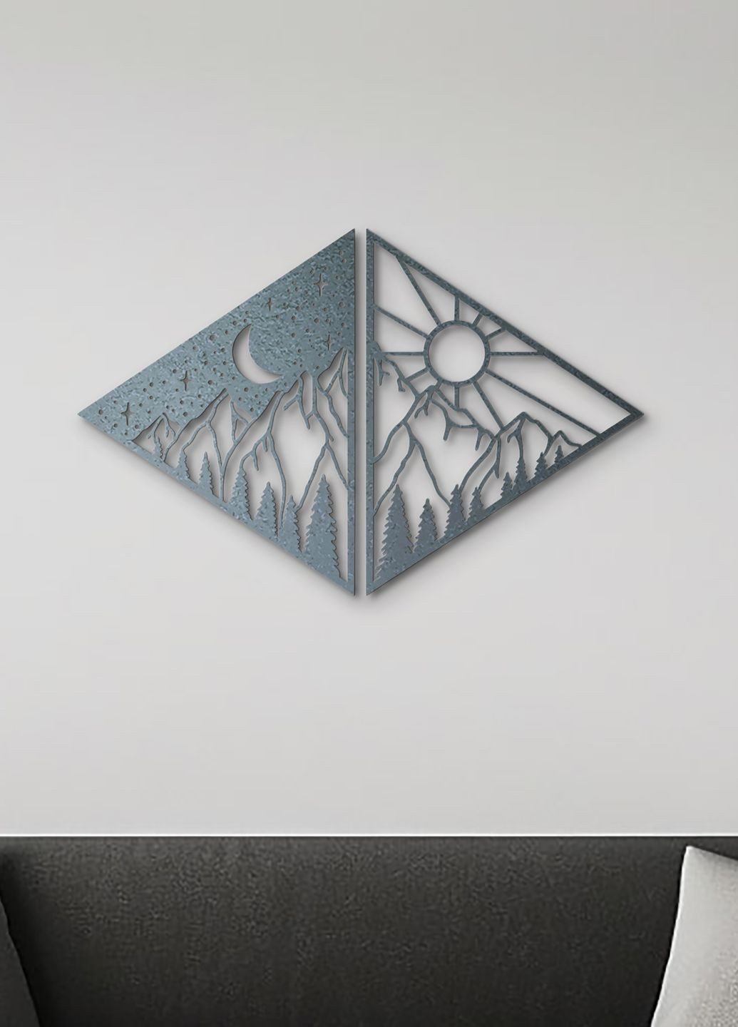 Картина лофт, настенный декор для дома "День и ночь", декоративное панно 95х145 см Woodyard (292112407)