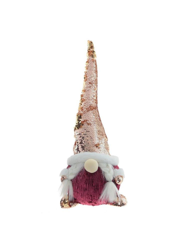 Мягкая новогодняя игрушка Гном девочка 50 см Фигурка декоративная Пурпурная BonaDi (362446474)