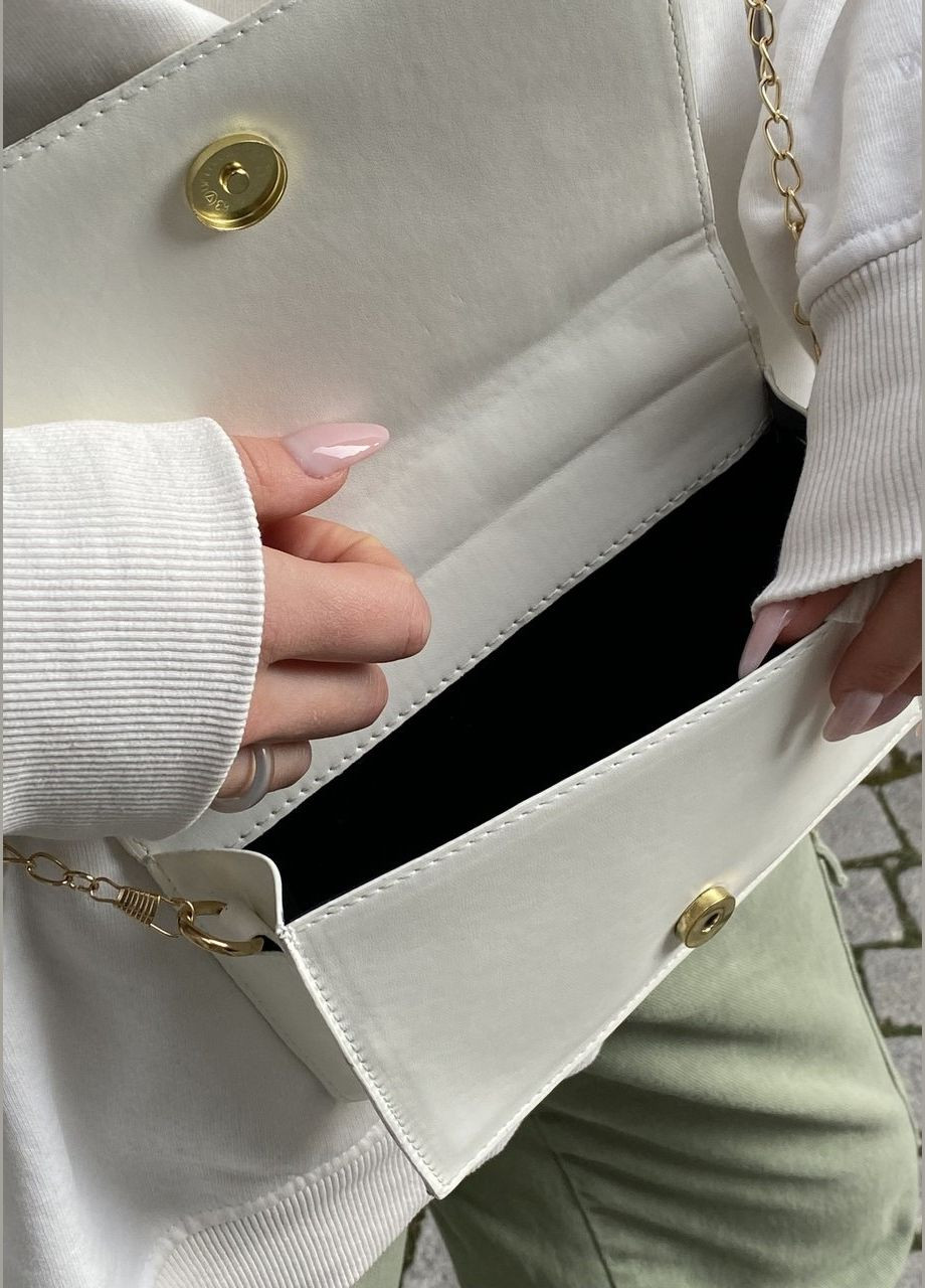 Женская маленькая классическая сумка клатч на цепочке белая No Brand (285165326)