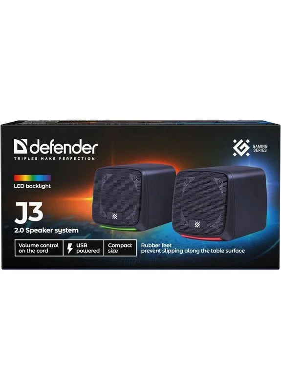 Акустическая система 2.0 J3, 6Вт, подсветкa, USB, черная Defender (372625810)