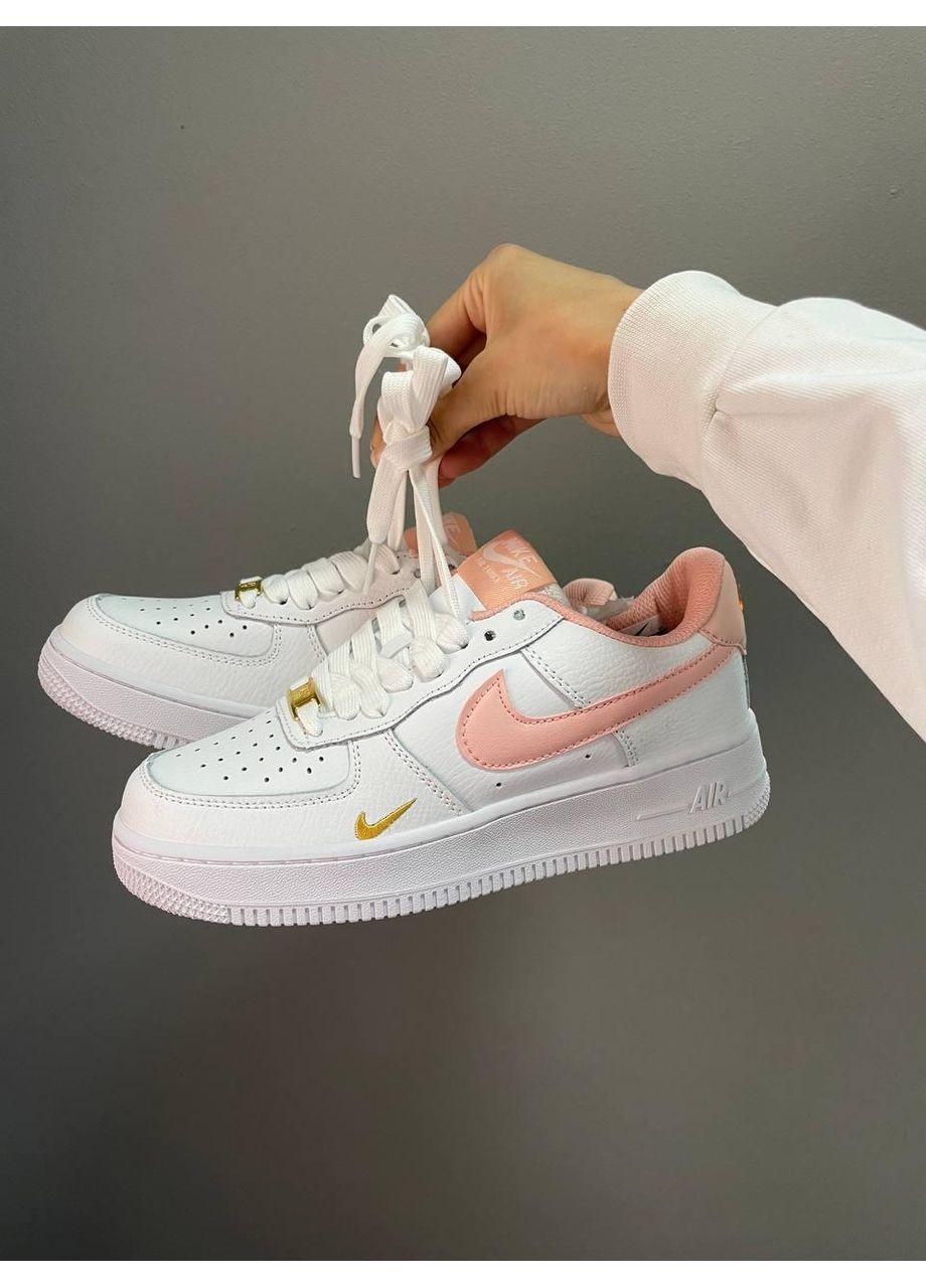 Білі Осінні кросівки чоловічі nike air force 1 mini swoosh peach найк аір форс 1 преміум No Brand