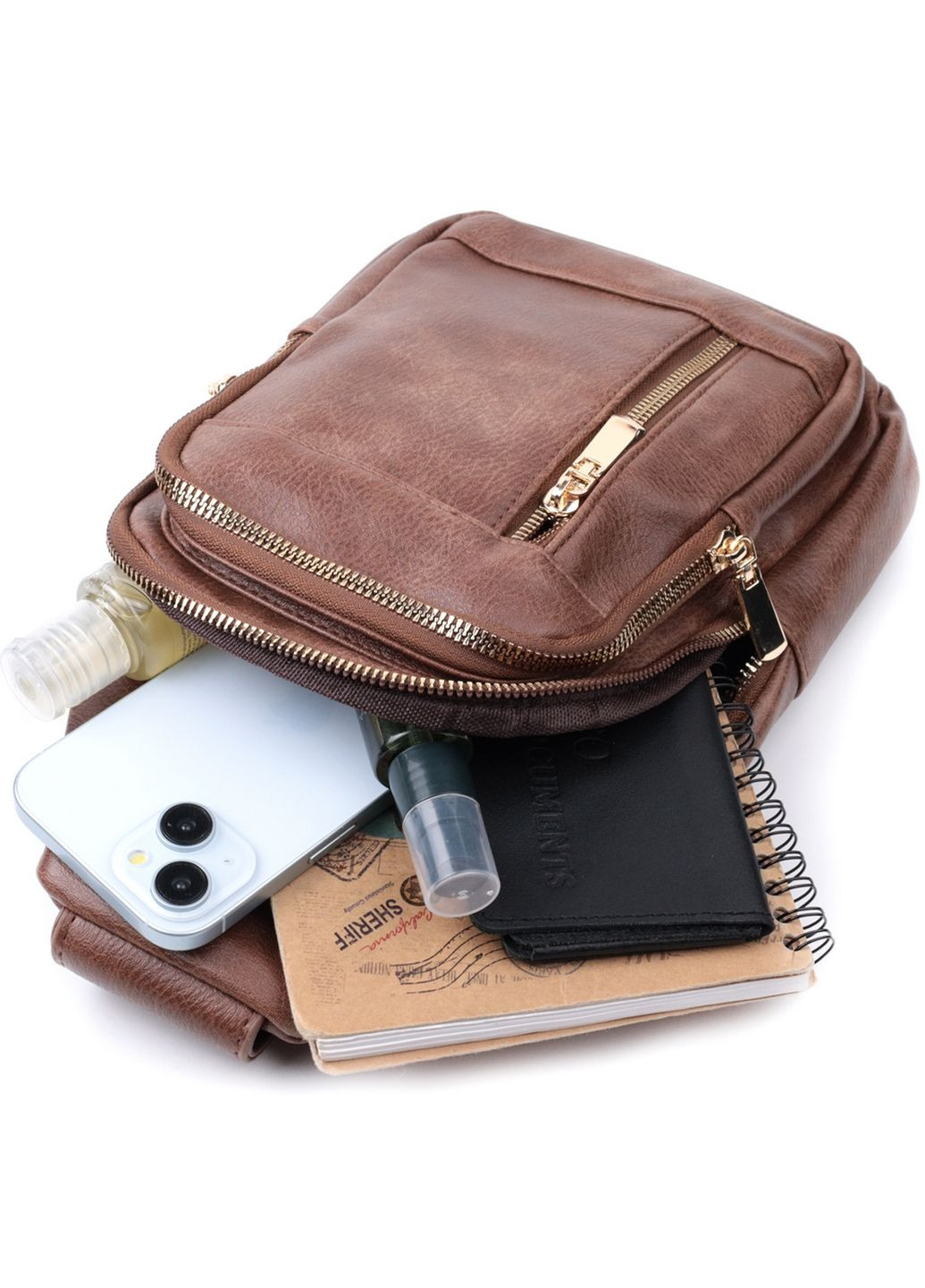 Зручна слінг сумка для жінок з екошкіри 18,5х29х8 см Vintage (315870211)