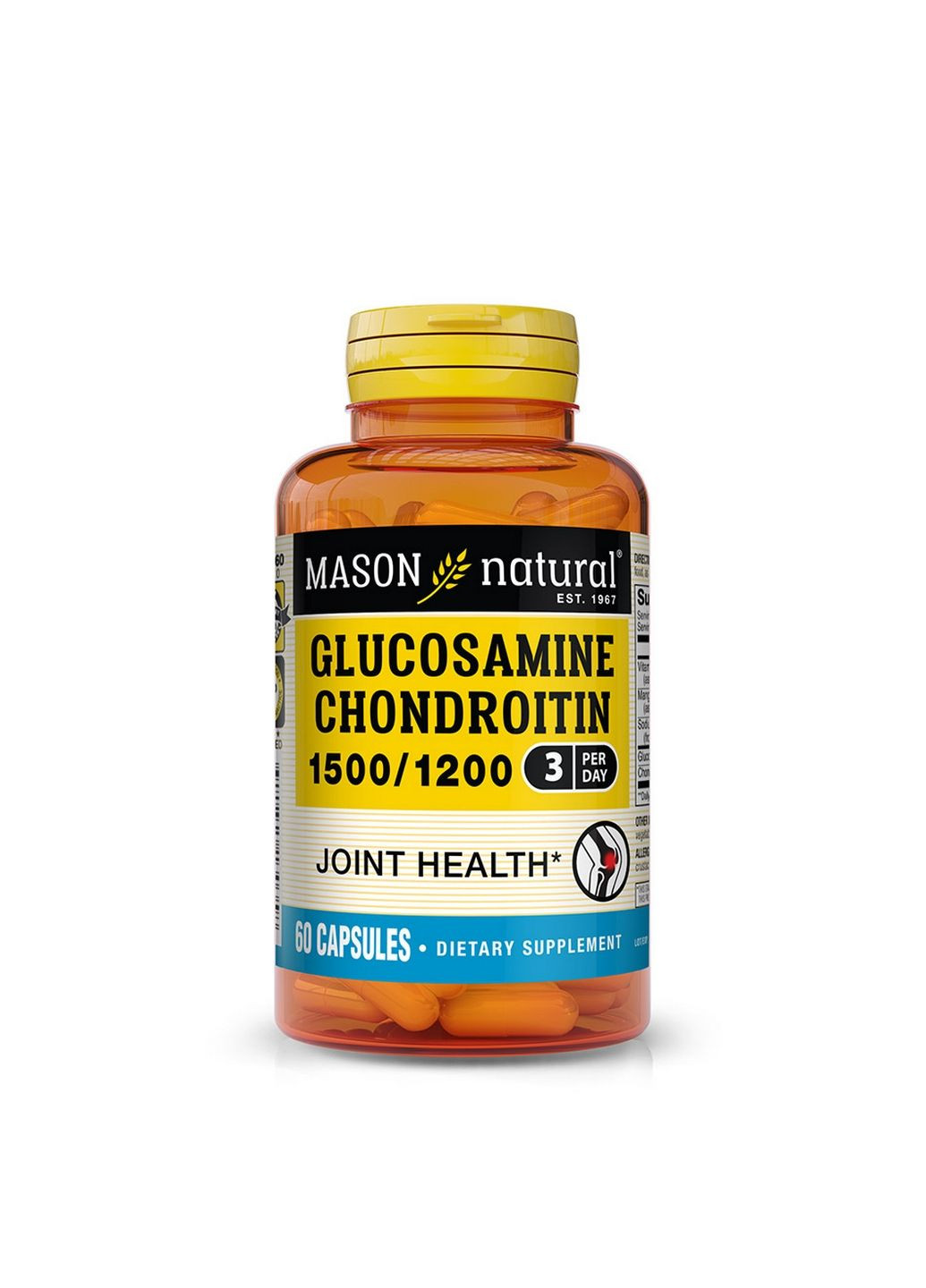 Препарат для суставов и связок Glucosamine Chondroitin, 60 капсул Mason Natural (293481547)