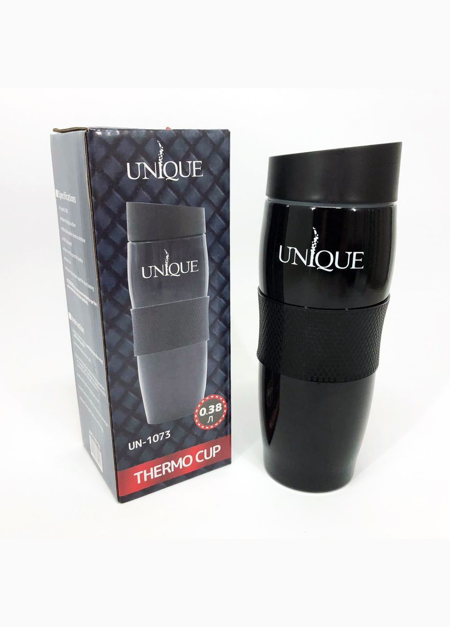 Термокухоль UN-1073 0.38 л, Термос для питної води туристичний. Колір: чорний Unique (364664666)