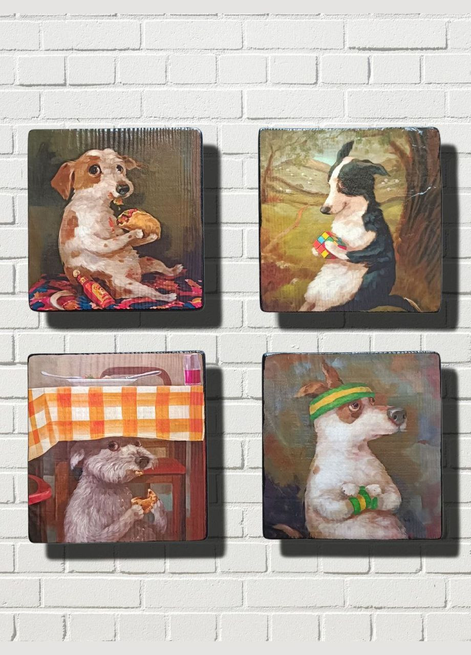 Деревянное панно "Собаня - гуру аэробики" Handmade (335976166)