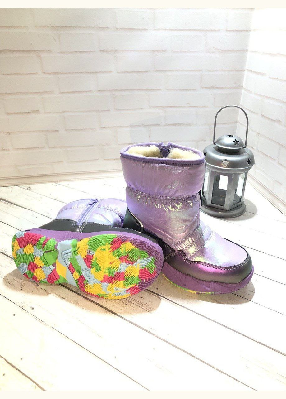 Фиолетовые дутики детские зимние Apawwa на молнии