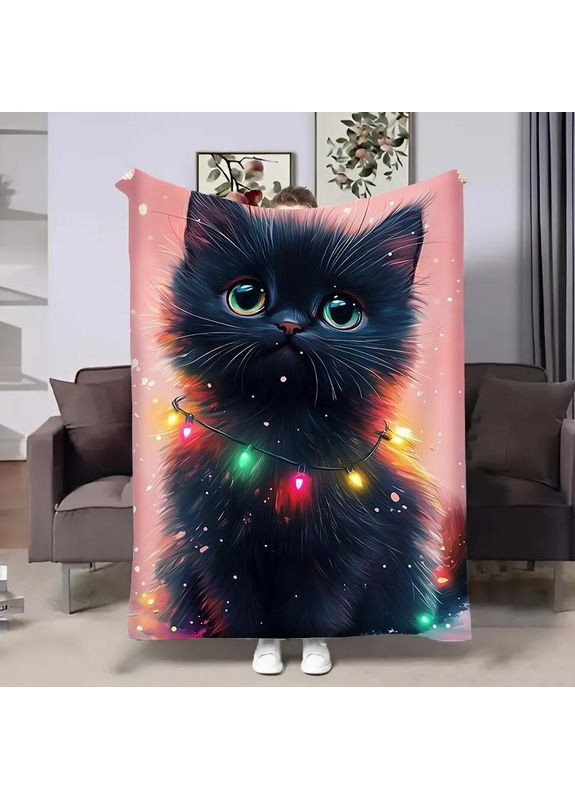 Плед 3D Праздничный котик 32311 135х160 см FlexDress (369318661)