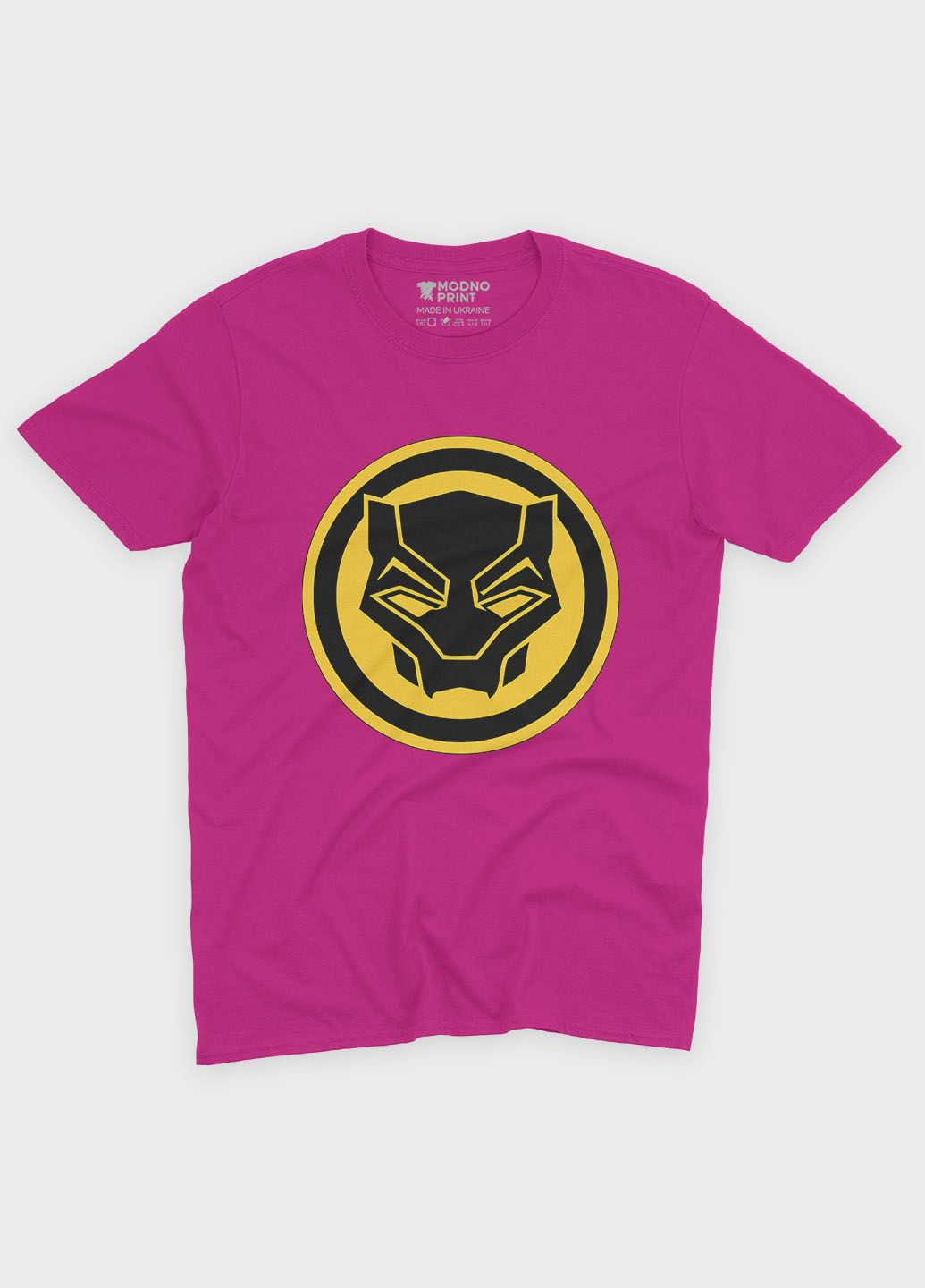 Розовая демисезонная футболка для мальчика с принтом супергероя - черная пантера (ts001-1-fuxj-006-027-004-b) Modno