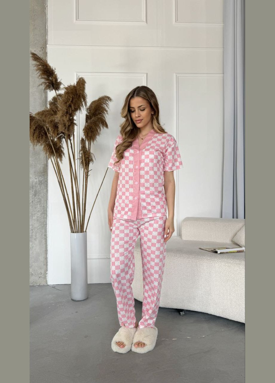 Рожева всесезон жіноча піжама футболка + штани FINO Mode