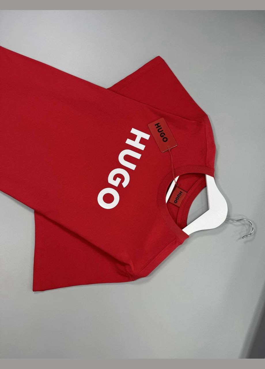 Красная мужская красная футболка с передним принтом в стиле хуго No Brand