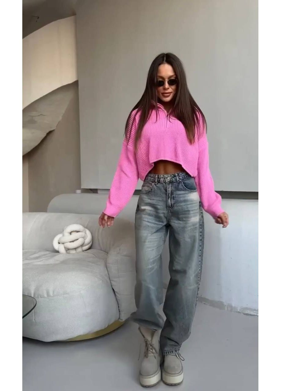 Рожевий демісезонний светр з ангорської в’язки Vione