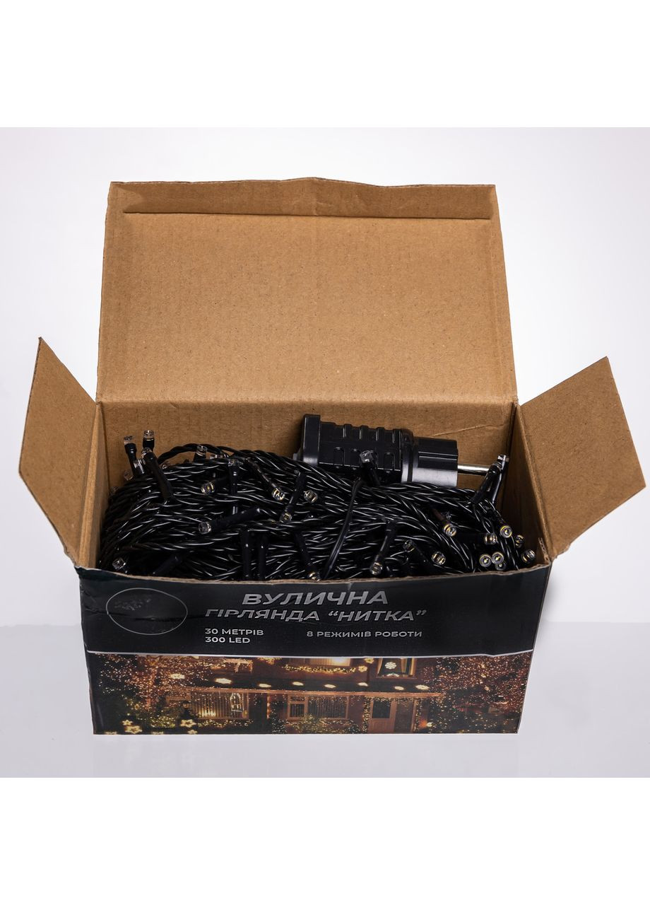 Гирлянда Нить уличная 30м 300 LED черный провод для декора дома и сада освещение для праздников Garlando (370432324)
