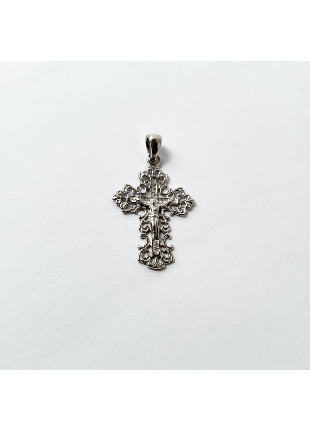 Срібний Ажурний Хрестик хрест із розп'яттям срібло 925 проби Родоване 283 1.25г No Brand (351851431)