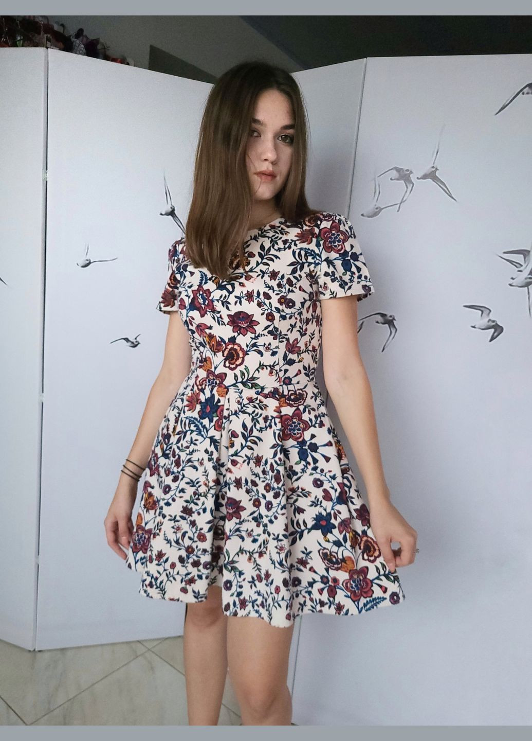 Бежева сукня жіноча у візерунок дрібних квіточок Topshop з квітковим принтом