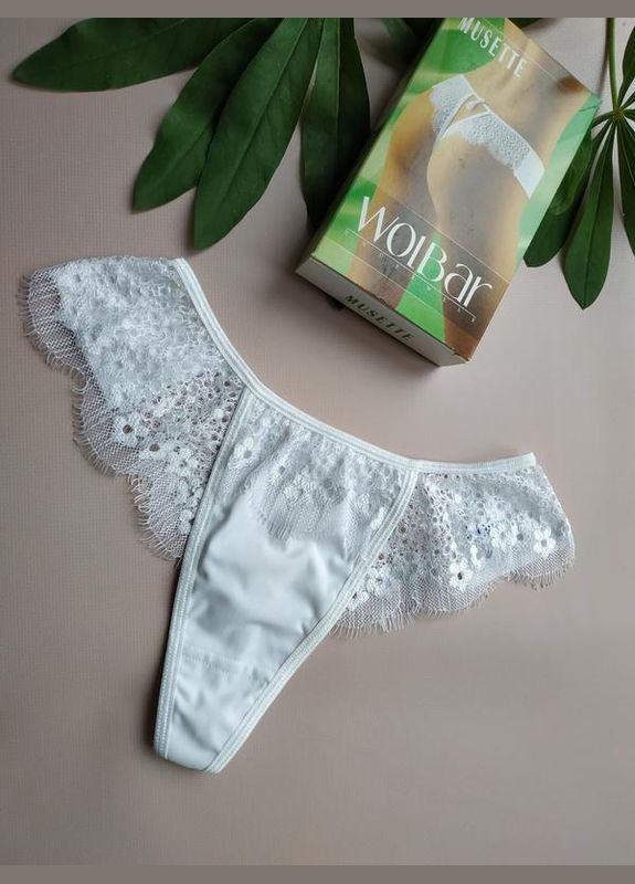 Женские белые трусики стринги с кружевом musete волбар размер Wolbar (369612919)