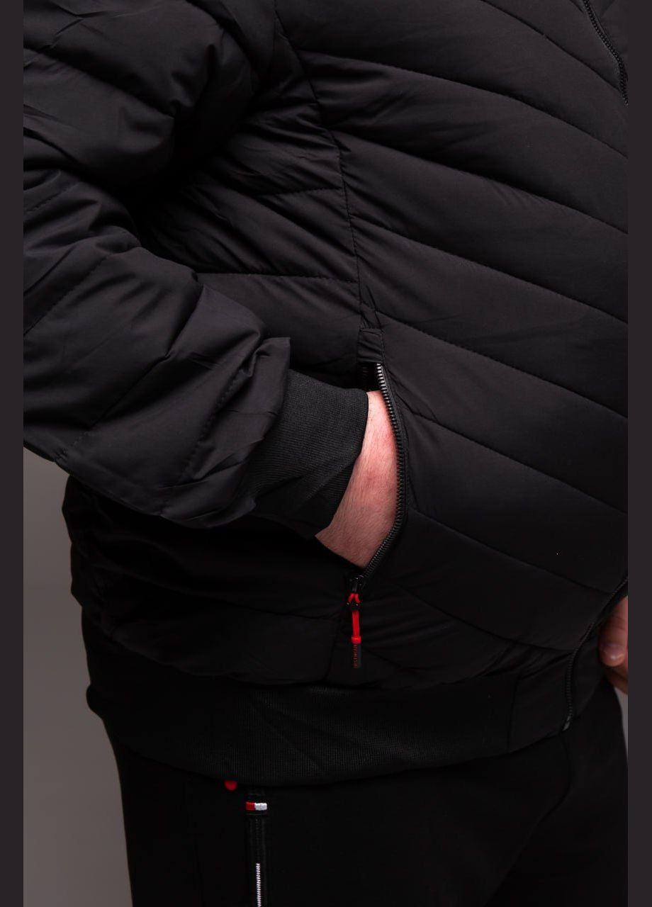 Чорна демісезонна чоловіча утеплена куртка-бомбер Vakko