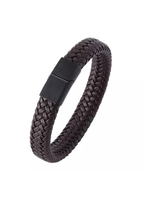 Браслет из кожи коричневого цвета с черной застежкой (11010) Hemst (301071135)