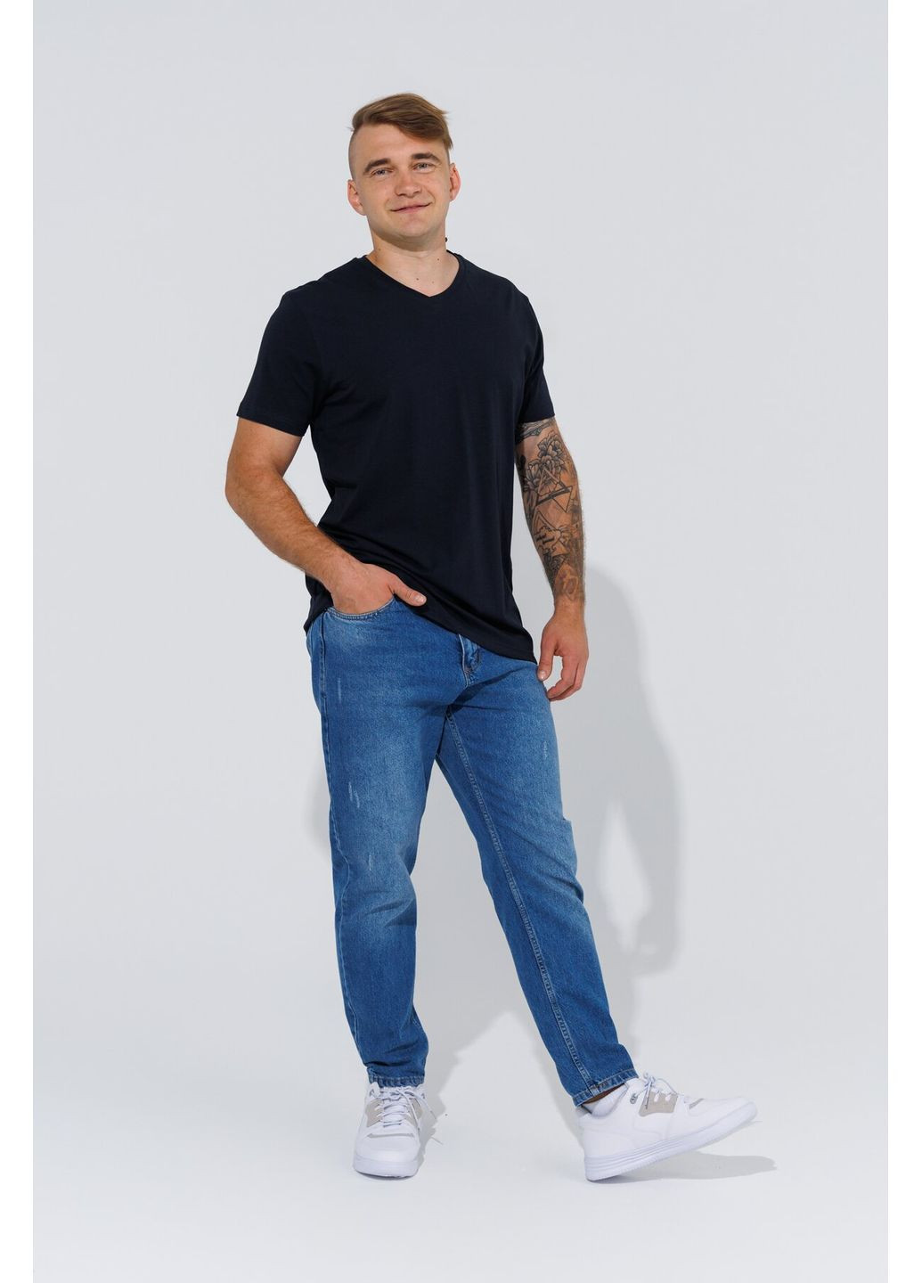 Темно-синяя футболка однотонная мужская cju2388 (2000989878957s) shop (2000989878957) CLUB JU